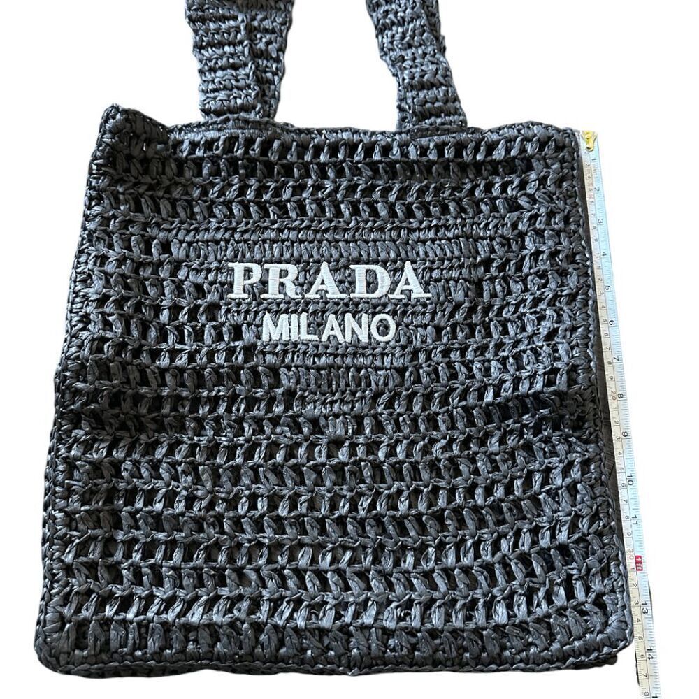 Brand New Prada Black Raffia Tote Bag - Picture 5 of 6